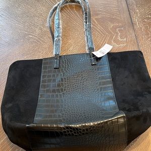 Ann Taylor Faux Snakeskin & Suede Tote